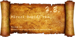 Hirczi Boglárka névjegykártya